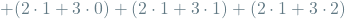 \[+ (2 \cdot 1 + 3 \cdot 0) + (2 \cdot 1 + 3 \cdot 1) + (2 \cdot 1 + 3 \cdot 2)\]