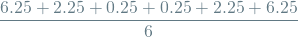 \[ \frac{ 6.25 + 2.25 + 0.25 + 0.25 + 2.25 + 6.25 }{6} \]