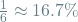 \frac{1}{6} \approx 16.7\%