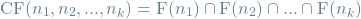 \[\textrm{CF}(n_1, n_2, ..., n_k) = \textrm{F}(n_1) \cap \textrm{F}(n_2) \cap ... \cap \textrm{F}(n_k)\]