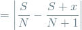 \[ = \left | \frac{S}{N} - \frac{S+x}{N+1} \right | \]