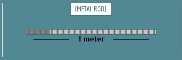 A marked rod 1 meter long and with a mass of 1 kg