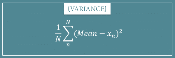 The formula for the statistical dispersion measure called variance