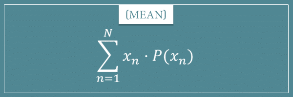 The formula for the statistical measure of central tendency called mean for discrete probability distributions