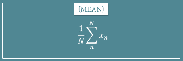 The formula for the statistical measure of central tendency called mean