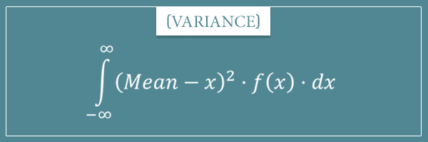 The formula for the statistical measure of dispersion called variance for continuous probability distributions