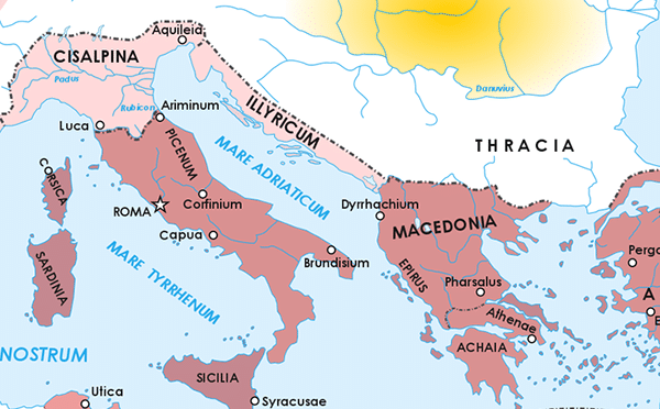 A map of the Roman Republic from the Roman Civil War