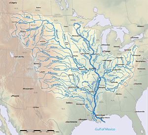 A US map emphasizing the Mississippi River