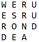 The text "we are surrounded" written out in a matrix of 4 columns and the order of columns shuffled