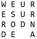 The text "we are surrounded" written out in a matrix of 4 columns and the order of columns shuffled