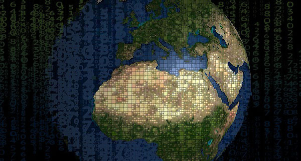 Many numbers of different sizes with the planet Earth in the background