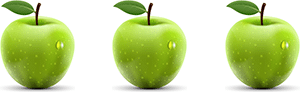 A picture of three green apples