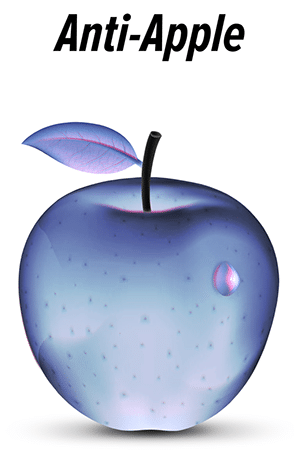 Artistic depiction of a hypothetical "anti-apple" (a "negative apple")