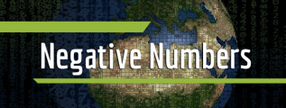 Many numbers of different sizes with the planet Earth in the background and the text "negative numbers" in the foreground