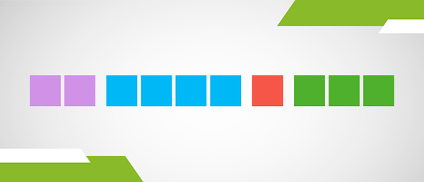 Boxes in different color representing different place values in the base 10 numeral system